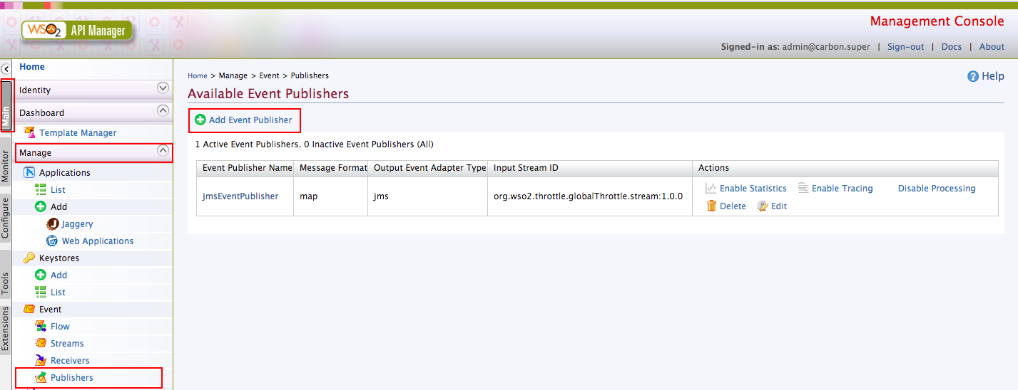 Add event publisher option