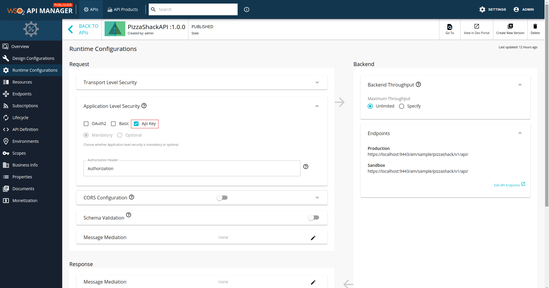 Configure API key authentication