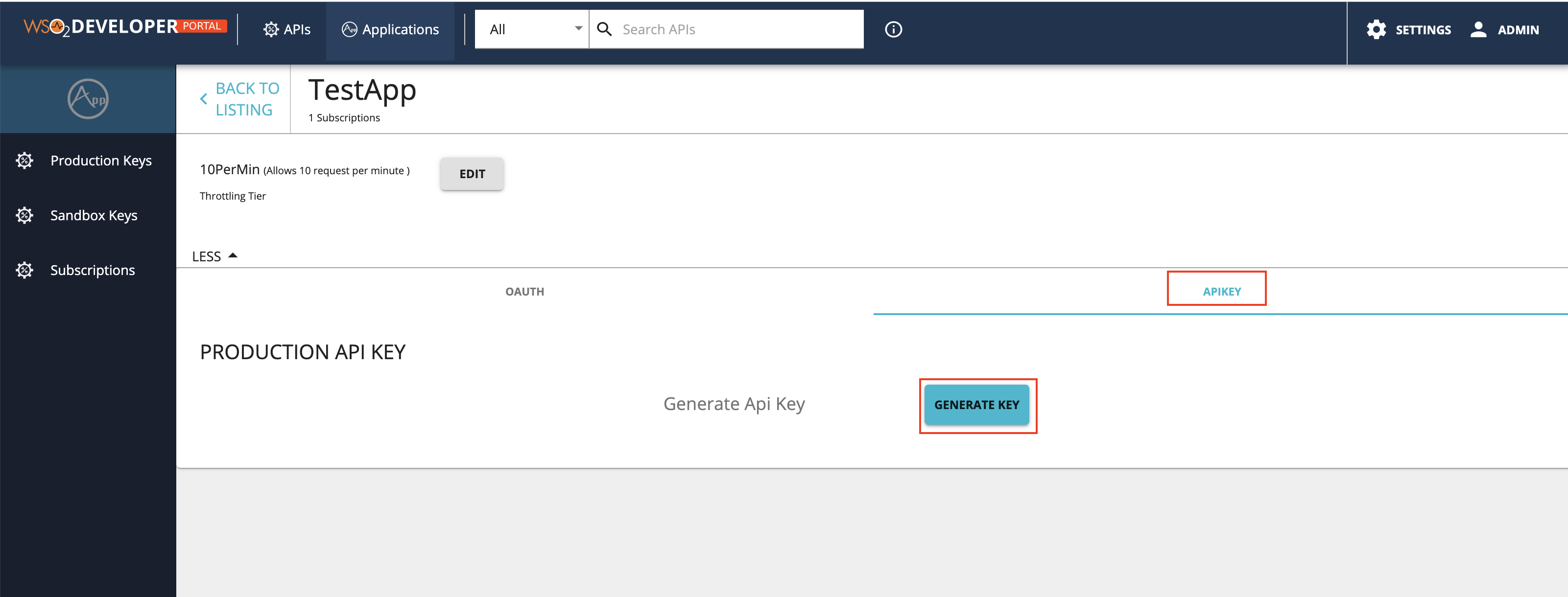 Generate API key