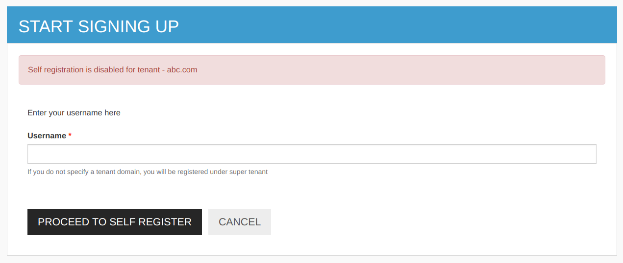 Self registration disabled
