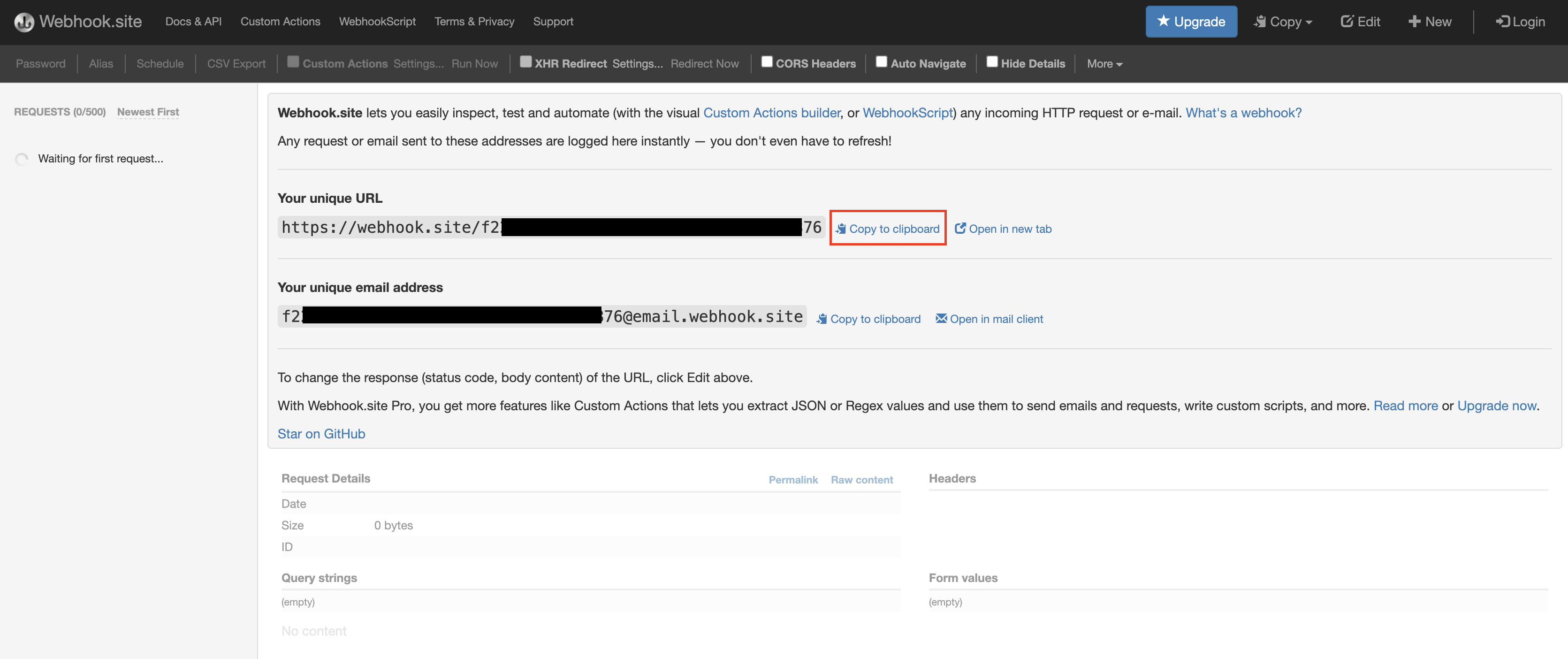 Copy Callback URL