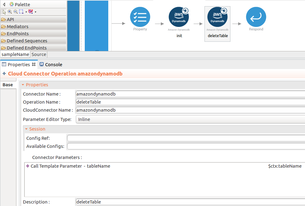 Drag and drop list table parameter operation