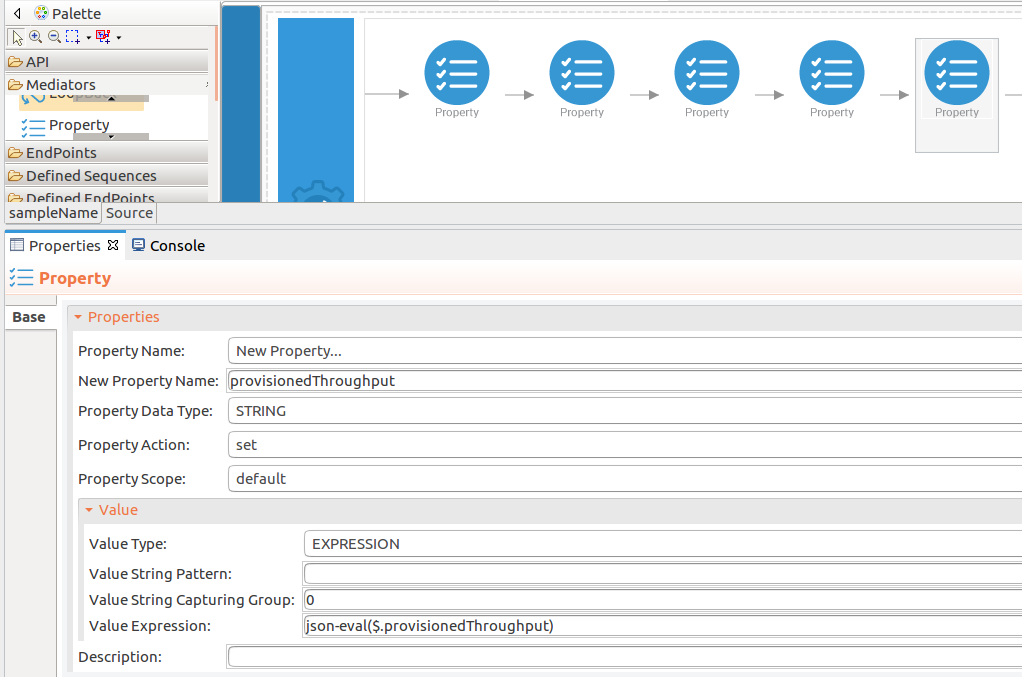 Add values to capture provisionedThroughput