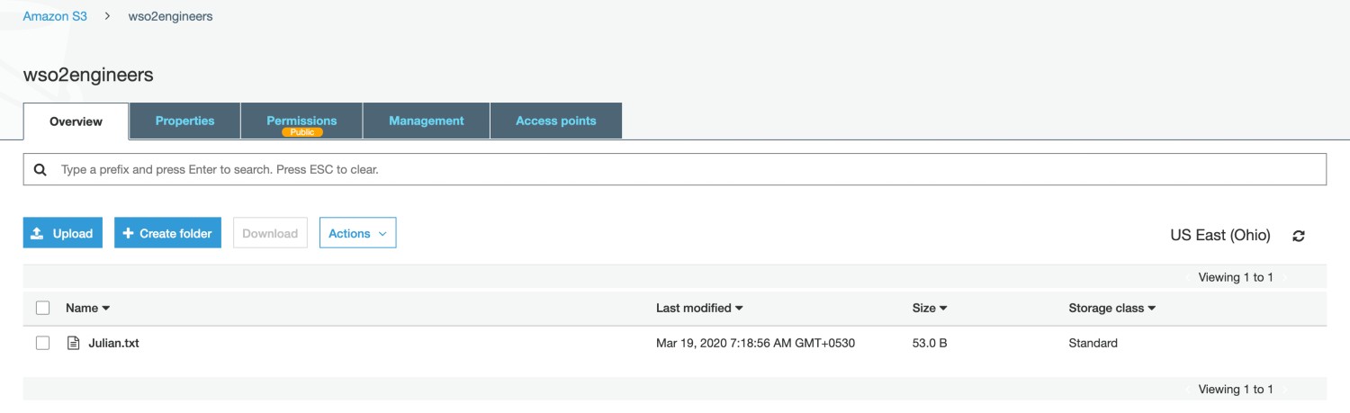 Upload object to Amazon S3 bucket