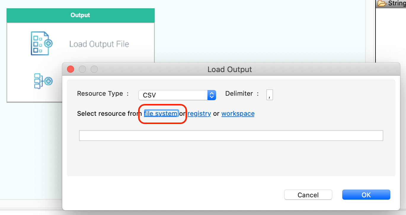 load output csv