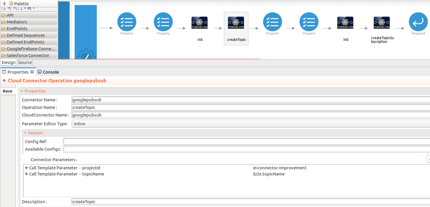 Drag and drop createTopic operation