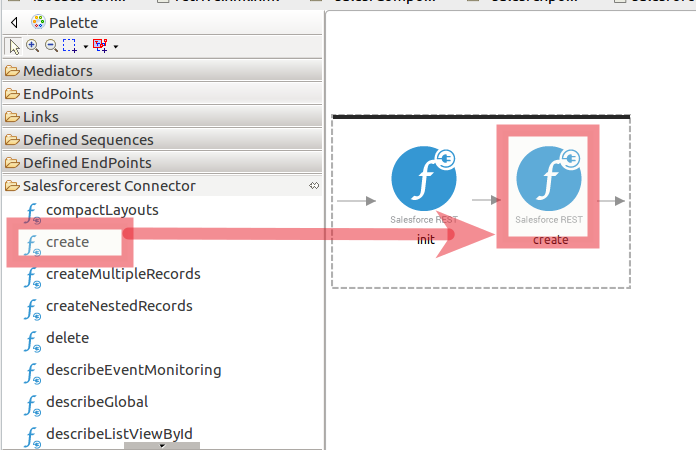 Drag and drop create operations