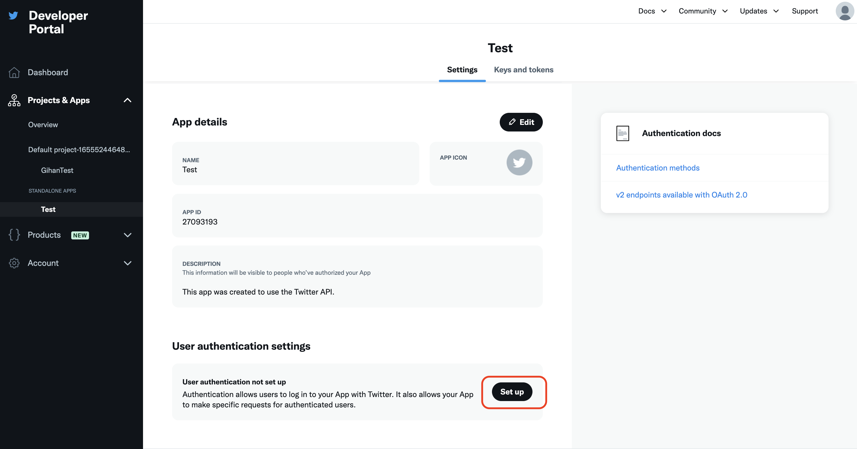 OAuth setup