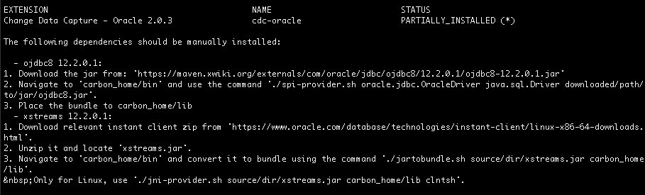 List status for specific exension