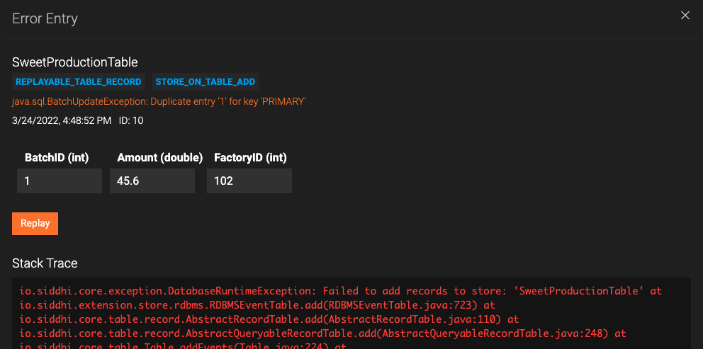 Error Entry