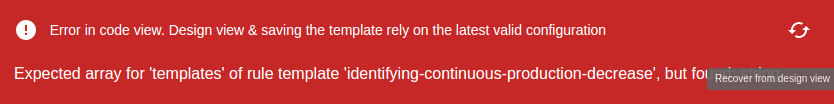 Error Code with Recover Button