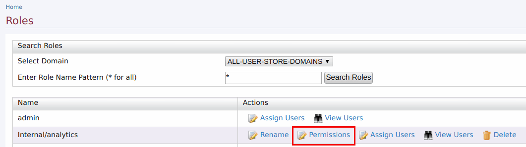 Change permissions of role