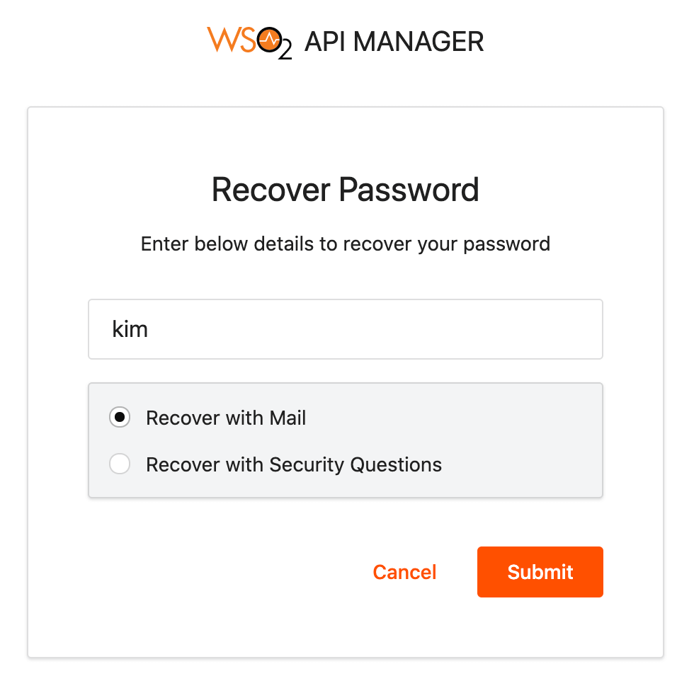 Password recovery page