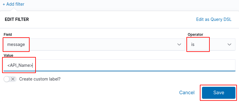 Analytics traffic for a specific API filter