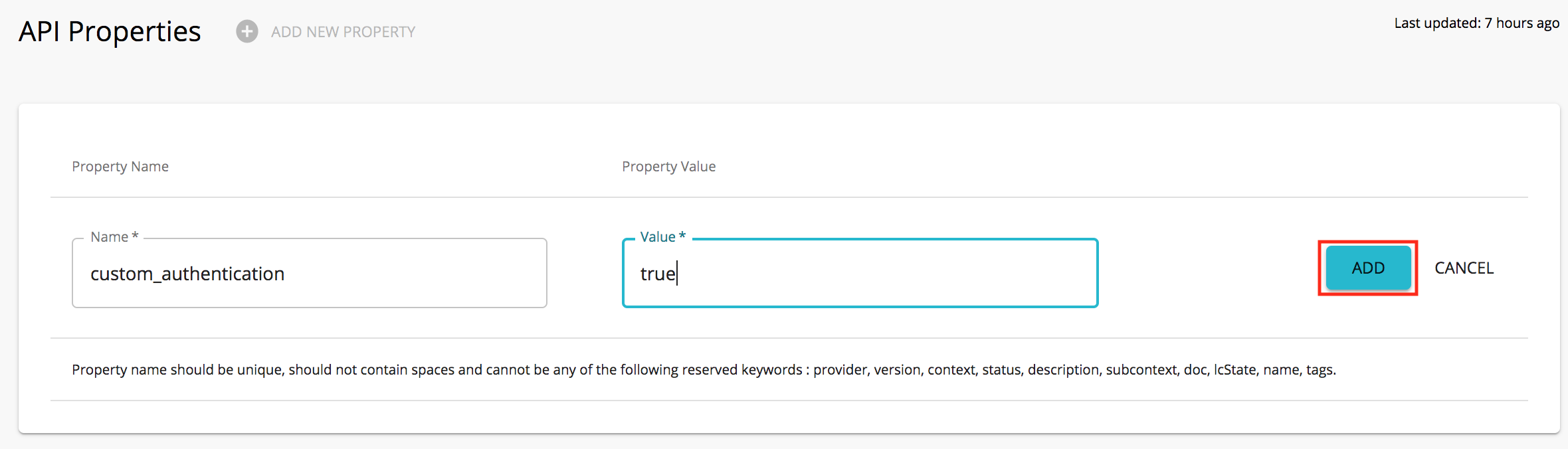 Add Custom Property Add Custom Property