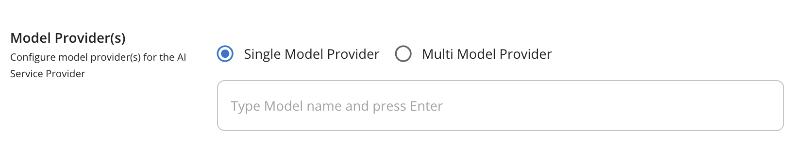 Custom AI Vendor Select Provider Type