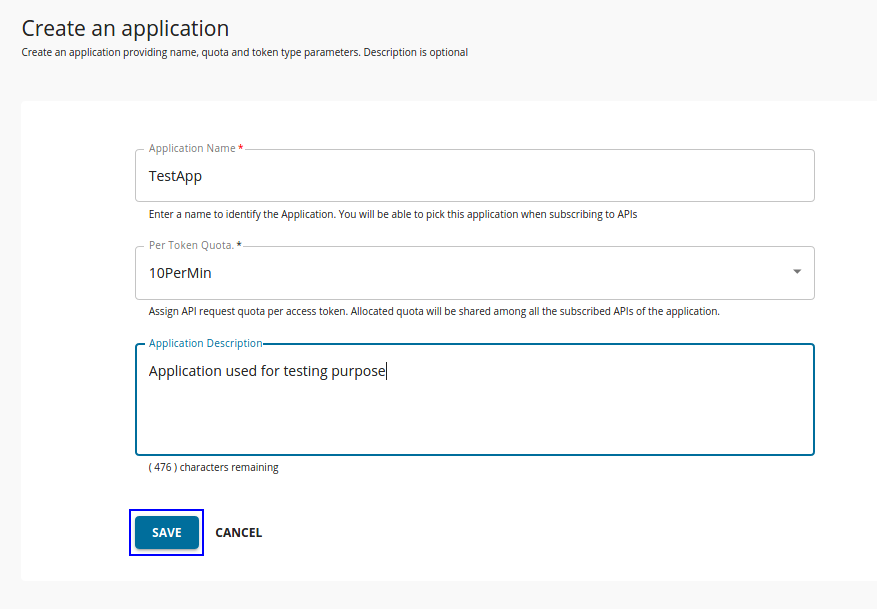 Create new application