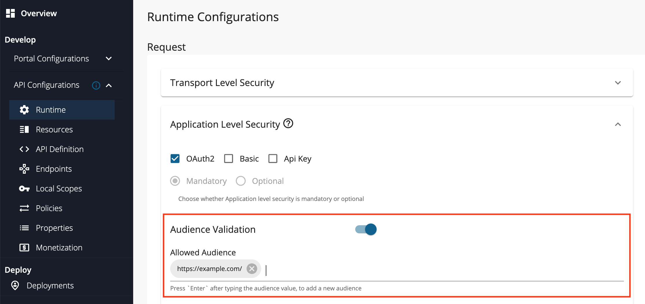 Setup audience validation