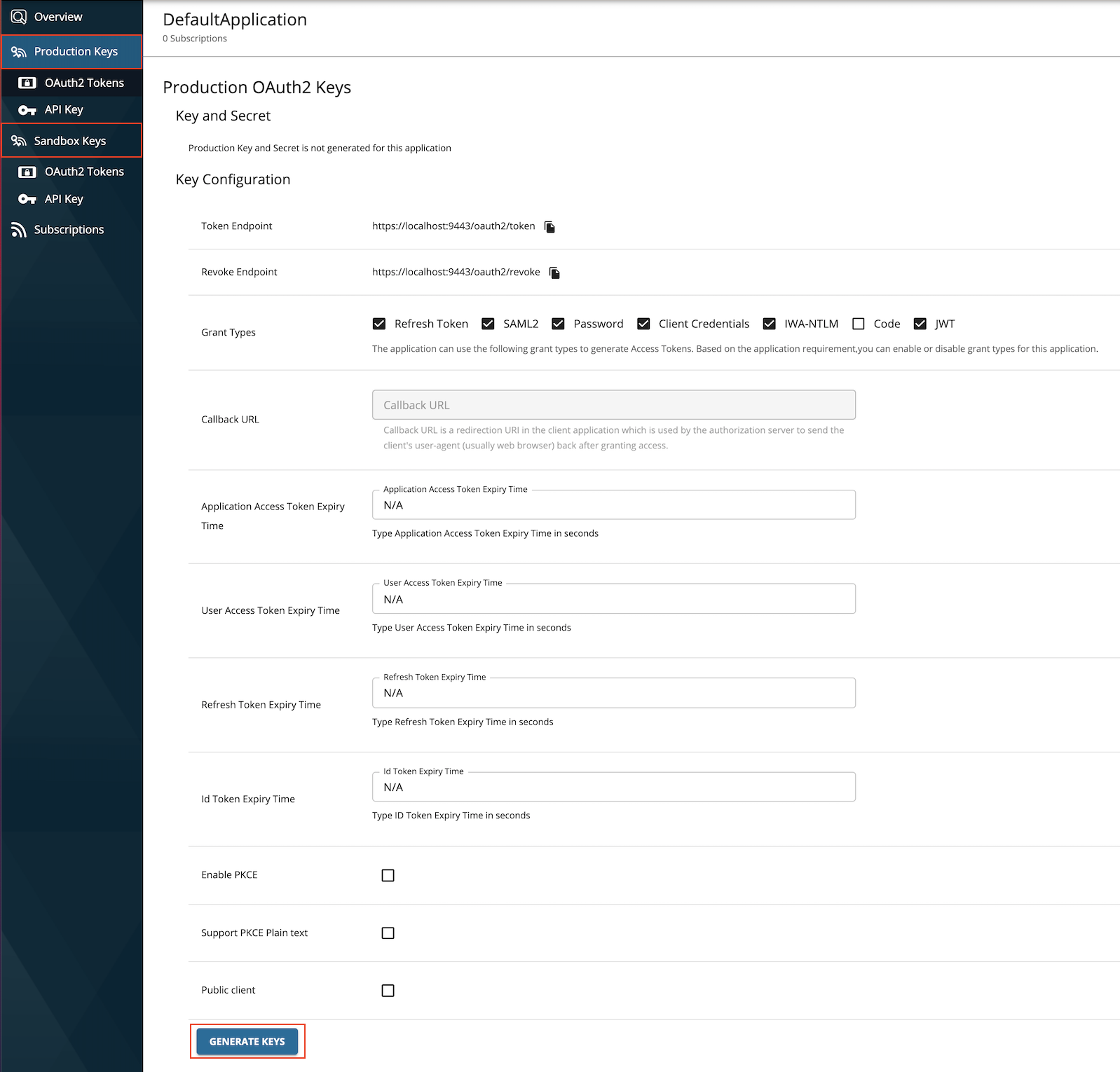 Generate Application Keys
