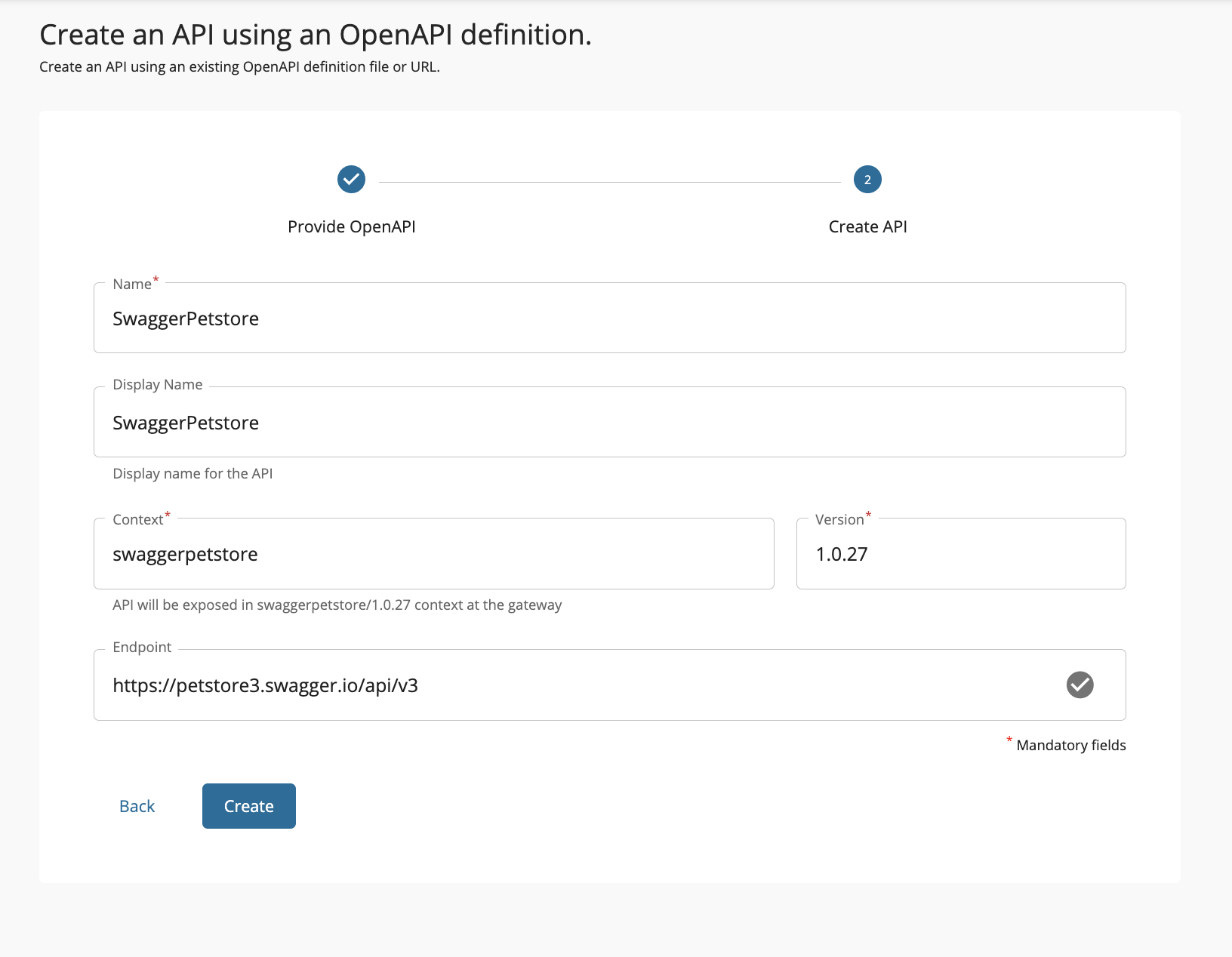 Create a REST API using swagger definition