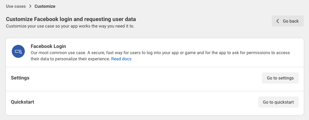 Facebook Login Settings