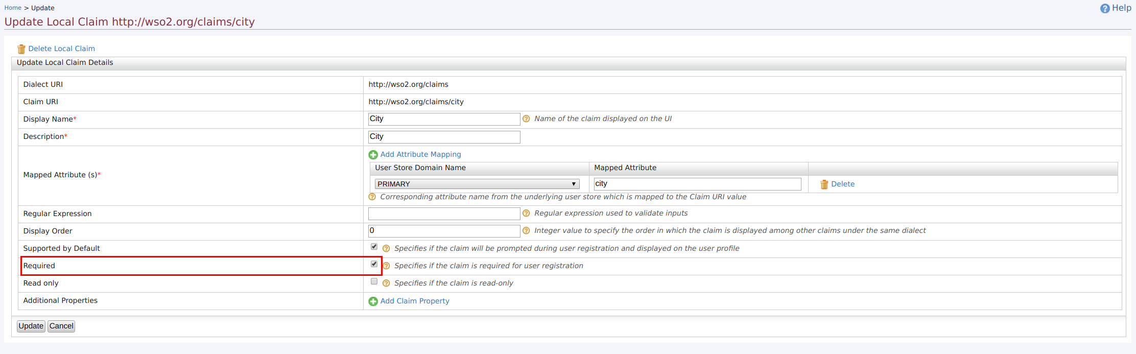 Required option for claim