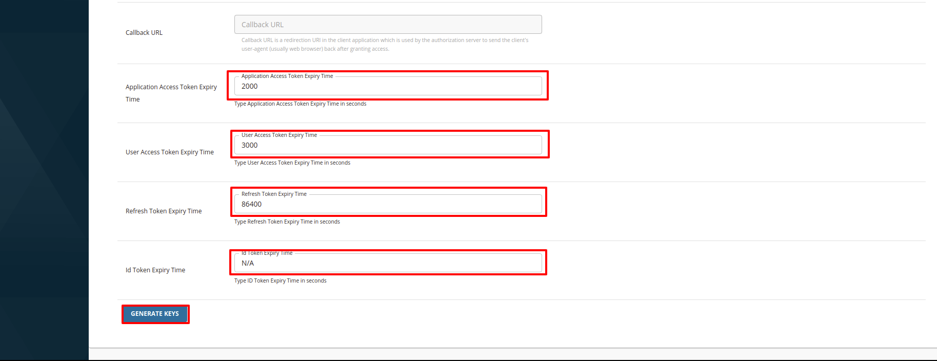 Configure custom token expiration time