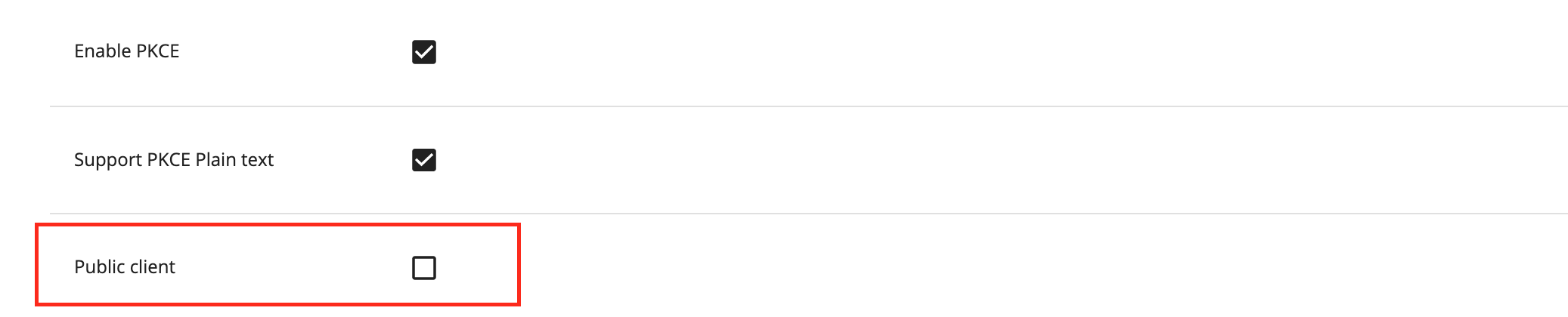 Enabling plain text support for PKCE