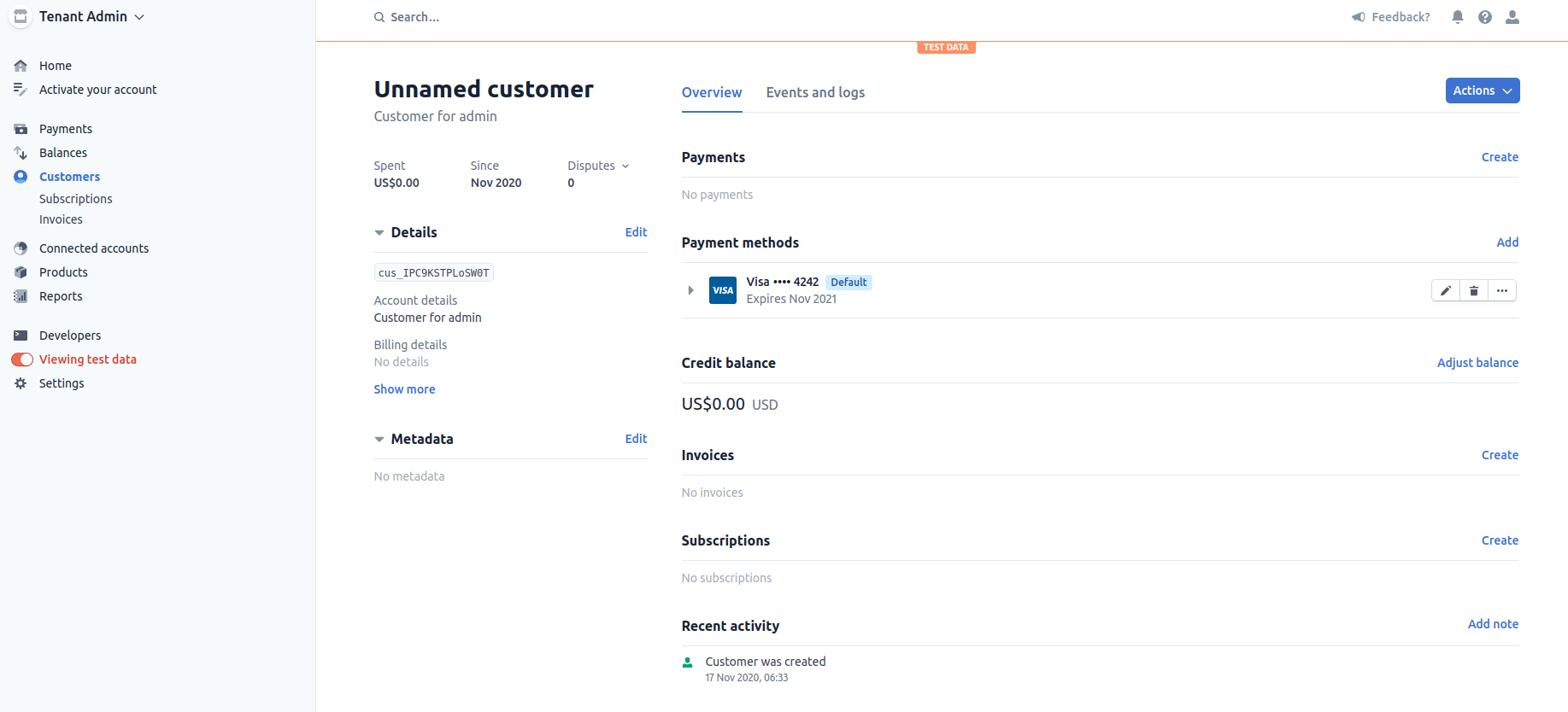 New customer details