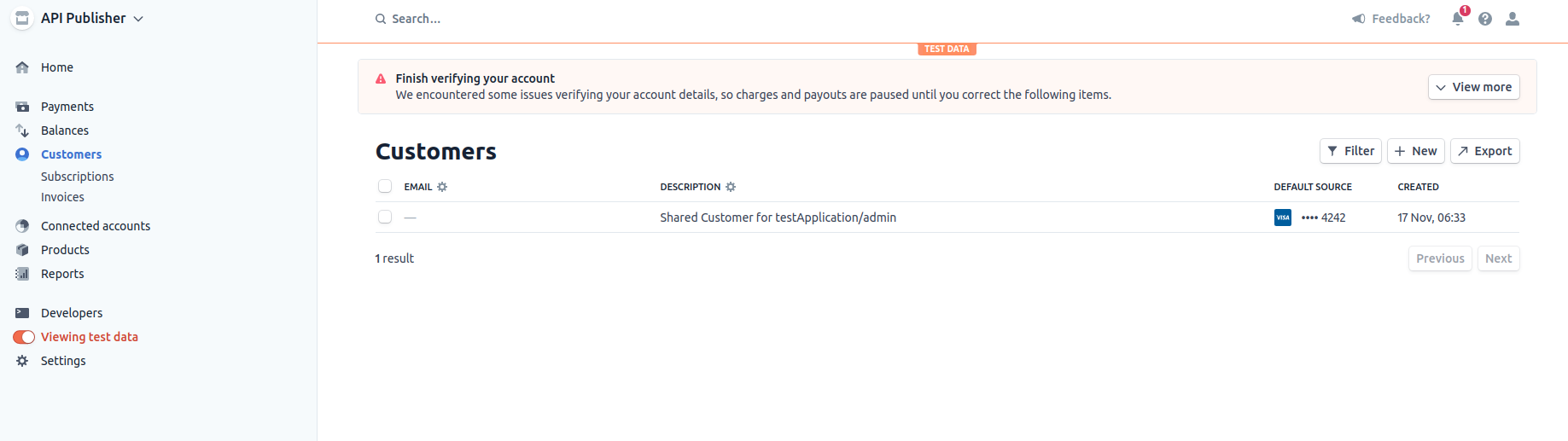 Shared customer in connected account