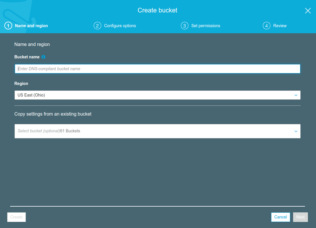 Create S3 bucket