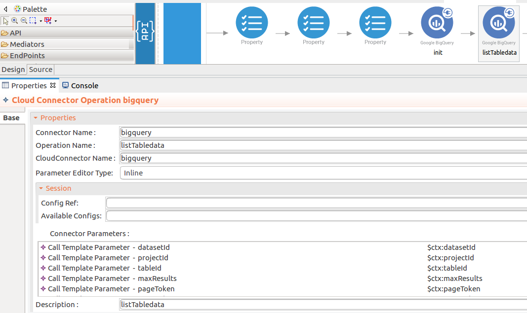 Drag and drop insertAllTableData operation