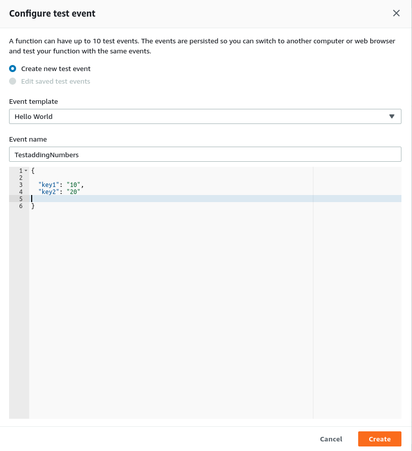 Create Test Event