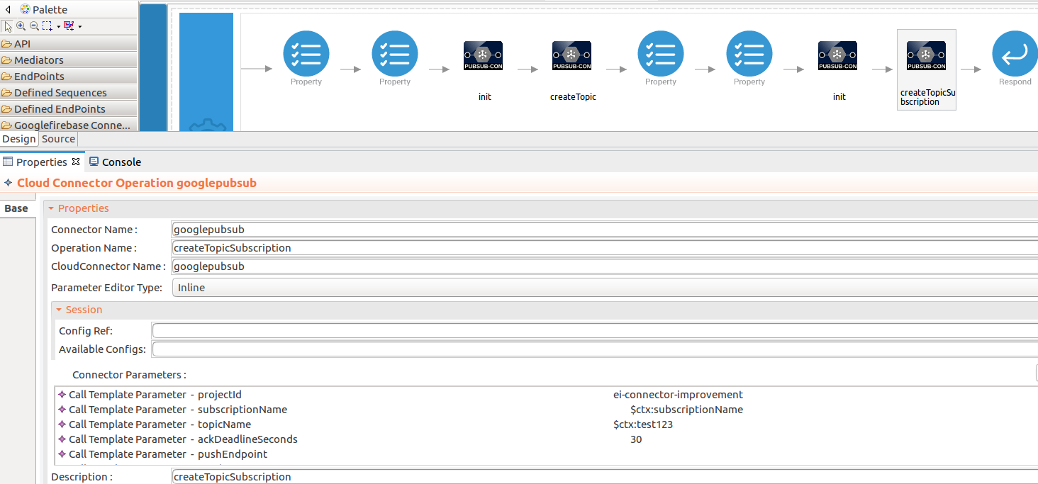 Add values to the createTopicSubscription operation