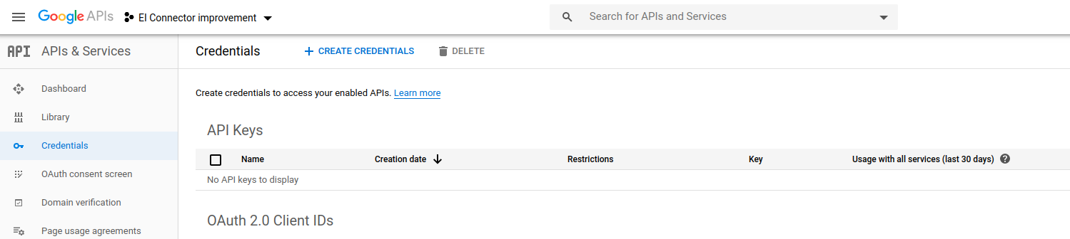 Google pubsub-credentials-page