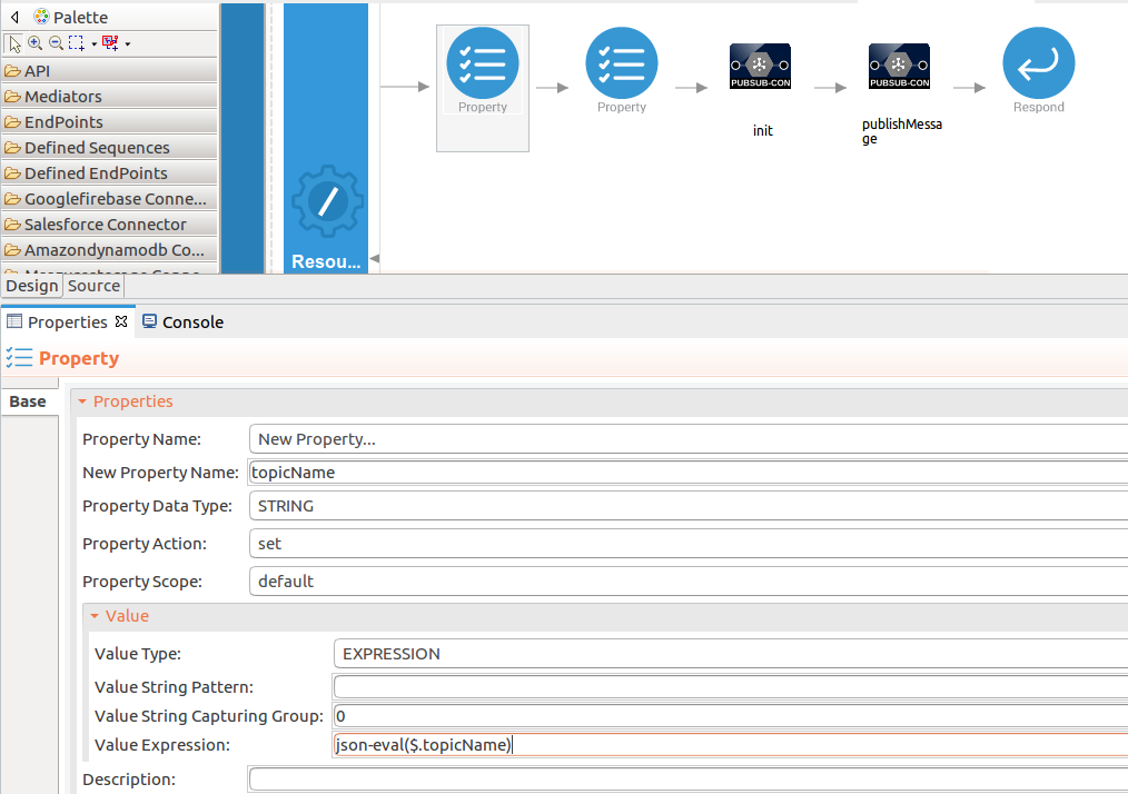 Add values to the topicName operation