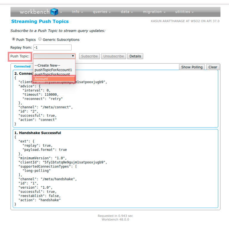 Select created PushTopic