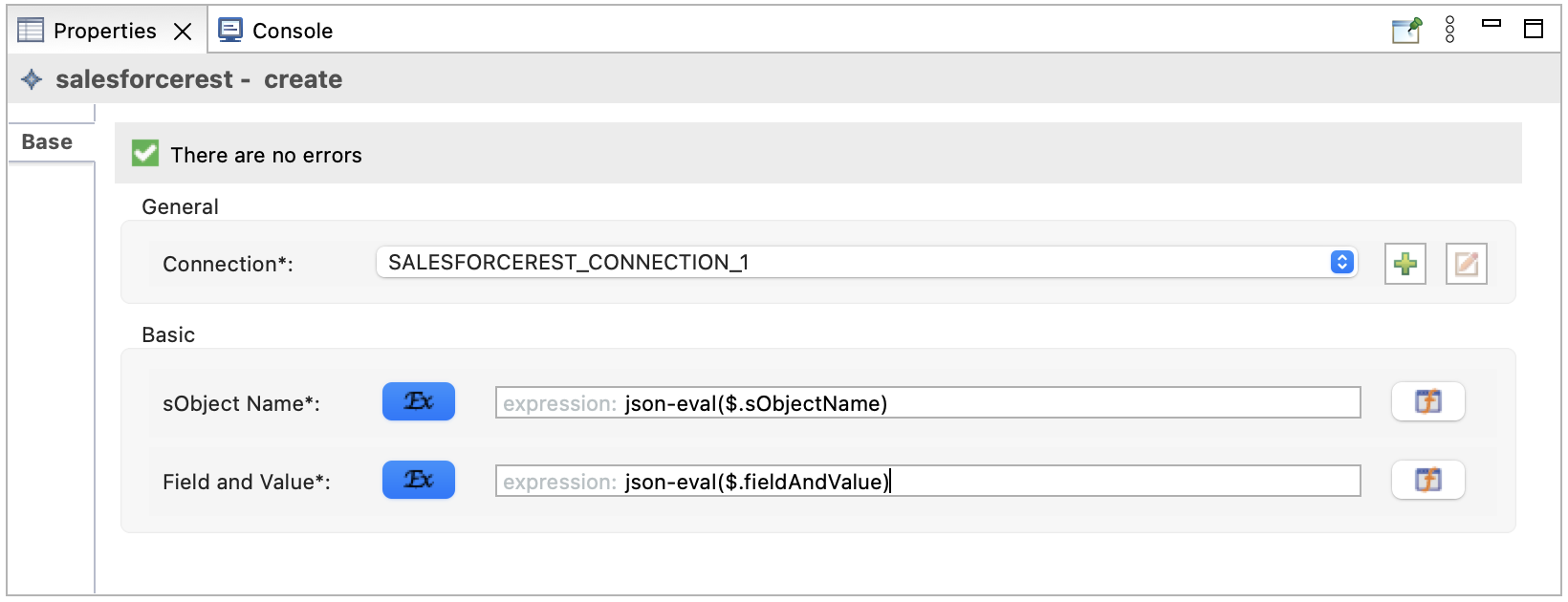 Configure create operation.