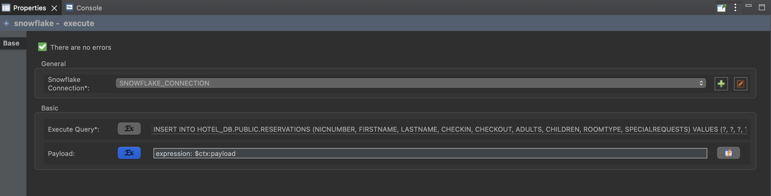 Snowflake Execute Config