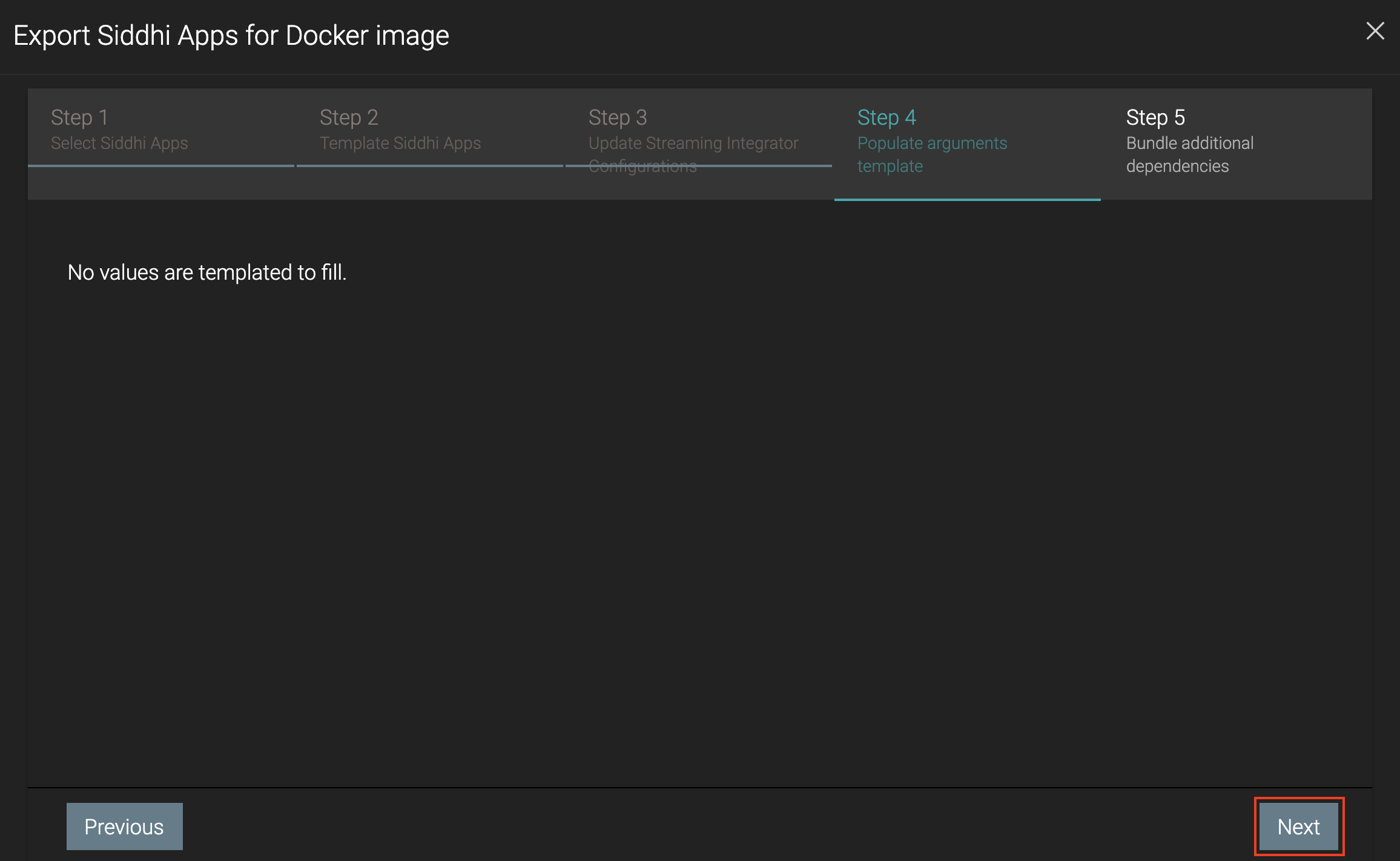 Populate Arguments Template dialog box