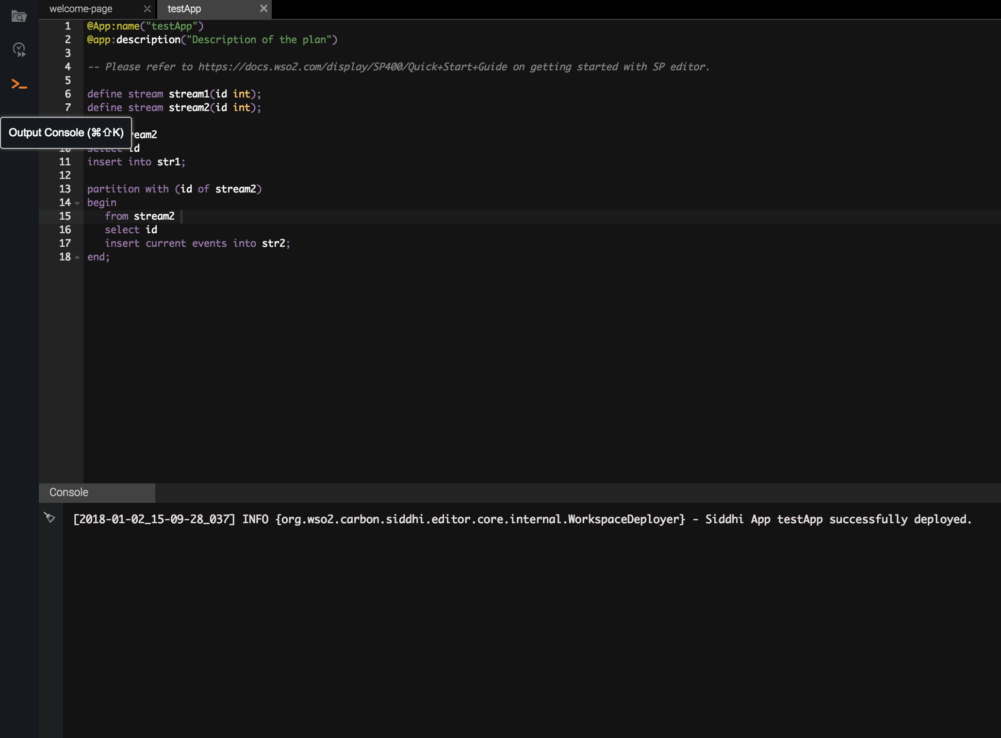 Output Console